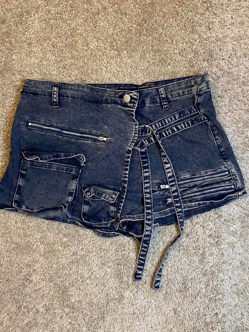 Black Grunge Distressed Denim Rave Shorts